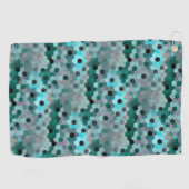 6角形または立方体のモザイク色のシアンからグレー ゴルフタオル (横)