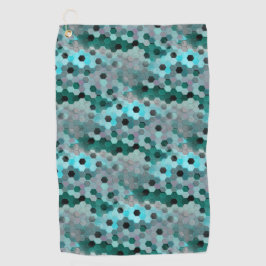 6角形または立方体のモザイク色のシアンからグレー ゴルフタオル