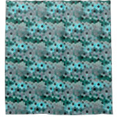 6角形または立方体のモザイク色のシアンからグレー シャワーカーテン (正面)