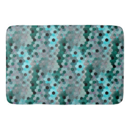 6角形または立方体のモザイク色のシアンからグレー バスマット