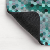 6角形または立方体のモザイク色のシアンからグレー マウスパッド (コーナー)