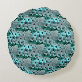 6角形または立方体のモザイク色のシアンからグレー ラウンドクッション
