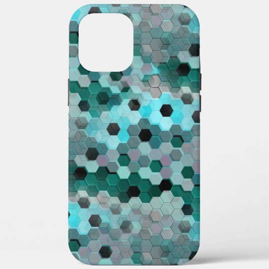 6角形または立方体のモザイク色のシアンからグレー Case-Mate iPhoneケース (裏面)
