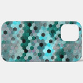 6角形または立方体のモザイク色のシアンからグレー Case-Mate iPhoneケース (裏面 (横))