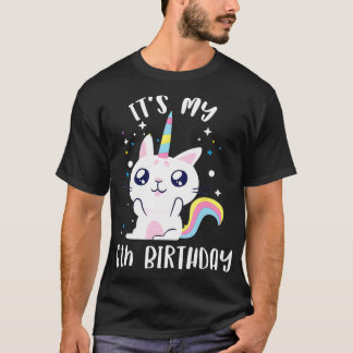 6誕生日の猫ユニコーンかわいい Tシャツ