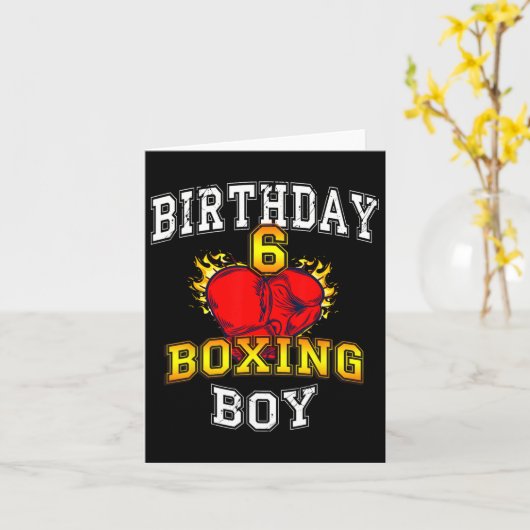 6誕生日の男の子のシャツ – ボクシング6歳の子供 カード (黄色い花)
