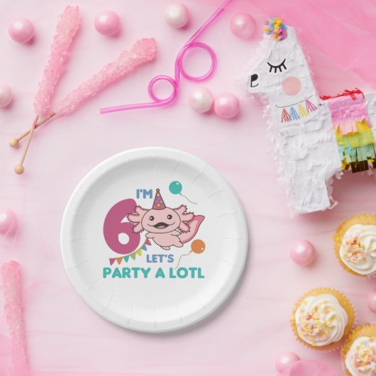 6誕生日アクソロテルシックス6歳スウィートAxolotls S ペーパープレート (パーティー)
