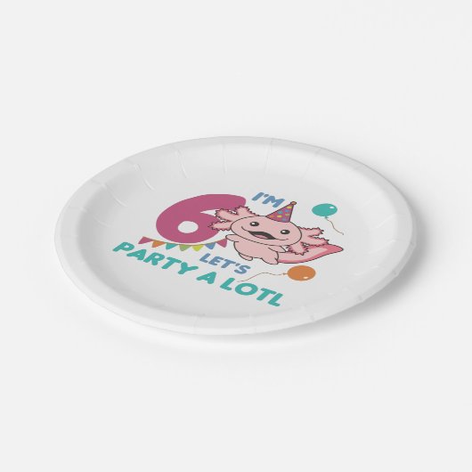 6誕生日アクソロテルシックス6歳スウィートAxolotls S ペーパープレート (アングル)