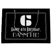 6誕生日インスパイア～アールデコルック"6" +名前 ラージペーパーバッグ (正面)