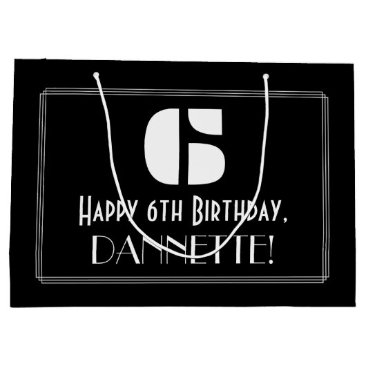 6誕生日インスパイア～アールデコルック"6" +名前 ラージペーパーバッグ (裏面)