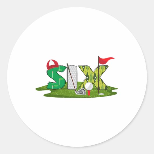 6誕生日ゴルフテーマ6歳キッズスポーツ部 ラウンドシール (正面)