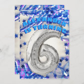 6誕生日シルバーとブルーエイジ6少年パーティー 招待状 (正面/裏面)