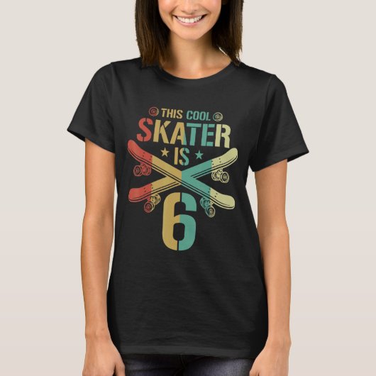 6誕生日スケートボードボーイ6歳スケーター Tシャツ (正面)