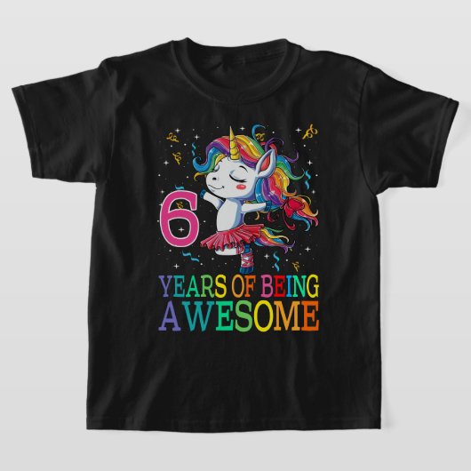 6誕生日ダビングユニコーンパーティーギフト6年Ol Tシャツ (レイダウン)
