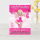 6誕生日チアリーダー踊り星inピンクス カード (黄色い花)