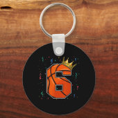 6誕生日バスケットボールビッグナンバー6歳の少年 キーホルダー (正面)