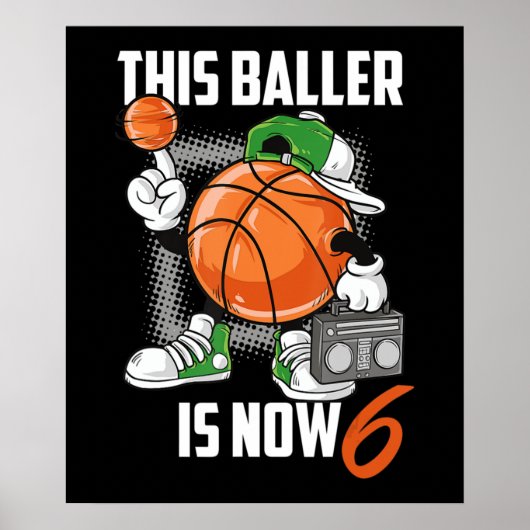 6誕生日バスケットボール選手おもしろい6歳 ポスター (正面)