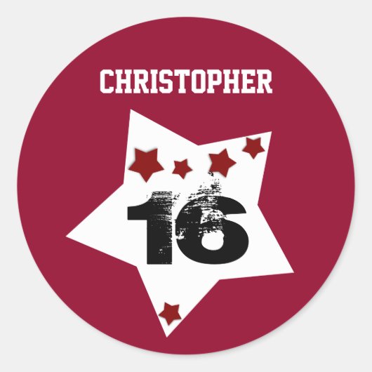 6誕生日フェスティバルスターズレッドとブラックA02 ラウンドシール (正面)