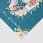 6誕生日フォトコラージュティール(緑がかった色)ブルーイエローフラワー 薄葉紙 (詳細)