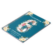 6誕生日フォトティール(緑がかった色)イエローフラワーゲストブック ノートブック (左側)