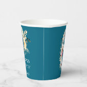 6誕生日フォトティール（緑がかった色）コラージブルーイエローフラワー 紙コップ (右)