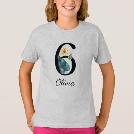 6誕生日フローラパーソナライズされた名Tシャツ Tシャツ (正面)