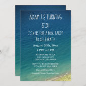 6誕生日プールパーティーブルーウォーターシーアショアビーチ 招待状 (正面/裏面)