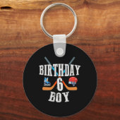 6誕生日ボーイアイスホッケー6歳誕生日S キーホルダー (正面)
