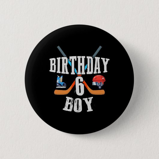 6誕生日ボーイアイスホッケー6歳誕生日S 缶バッジ (正面)