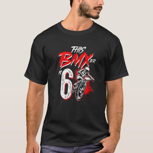 6誕生日ボーイBMXバースデーパーティーの装飾 Tシャツ (正面)