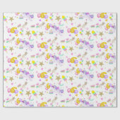 6誕生日ユニコーンパターンホワイト ラッピングペーパー (フラット)