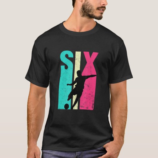 6誕生日レトロサッカー6歳誕生日 Tシャツ (正面)