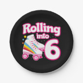 6誕生日ローラスケートで滑る6歳スケート ペーパープレート (正面)