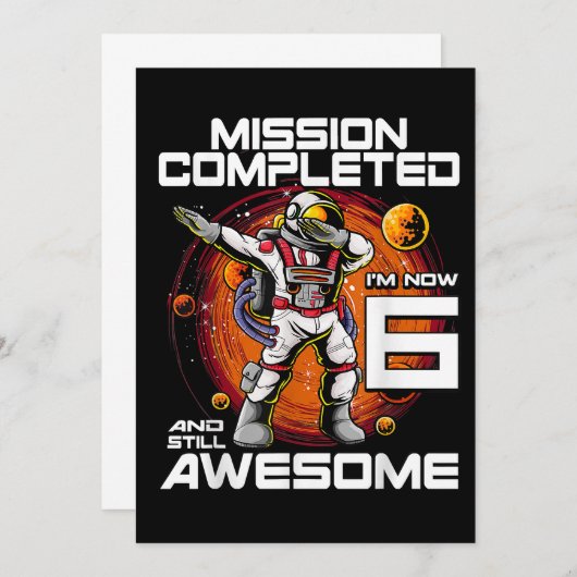 6誕生日宇宙飛行士6歳の宇宙空間Bir セーブザデート (正面/裏面)