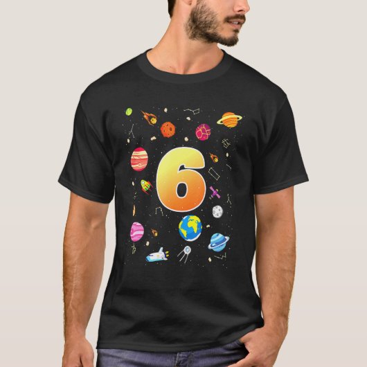 6誕生日宇宙6歳Bday Tシャツ (正面)