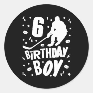 6誕生日少年アイスホッケーキッズ6歳パーティー ラウンドシール