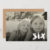 6誕生日少年少女第6位フォトオーバーレイ 招待状 (正面/裏面)