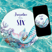 6誕生日水彩海底人魚 招待状