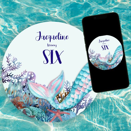 6誕生日水彩海底人魚 招待状