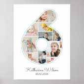 6誕生日番号6フォトコラージキッズ子供部屋 ポスター (正面)