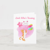 6誕生日風船愛らしい猫 カード (正面)