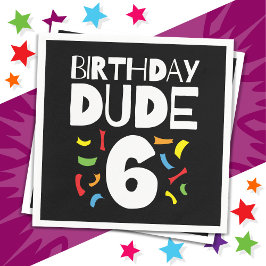 6誕生日6年オールドボーイパーティー誕生日Dude 6 スタンダードカクテルナプキン