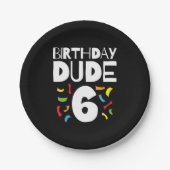 6誕生日6年オールドボーイパーティー誕生日Dude 6 ペーパープレート (正面)