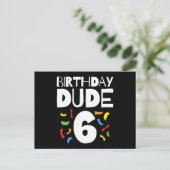 6誕生日6年オールドボーイパーティー誕生日Dude 6 ポストカード (スタンド正面)