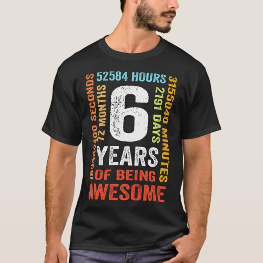 6誕生日6歳ヴィンテージレトロ72カ月B Tシャツ (正面)