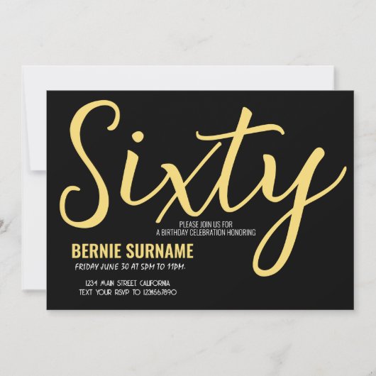 6誕生日60シンプル歳の誕生日パーティー 招待状 (正面)