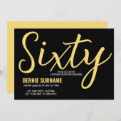 6誕生日60シンプル歳の誕生日パーティー 招待状 (正面/裏面)