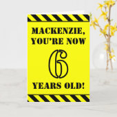 6誕生日:おもしろいステンシルスタイル文字、名前をカスタムする カード (黄色い花)