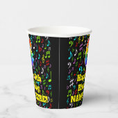 6誕生日:おもしろい音符パターン、レインボー6 紙コップ (右)