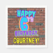 6誕生日~おもしろい、アーバングラフィティインスパイアルック スタンダードランチョンナプキン (正面)